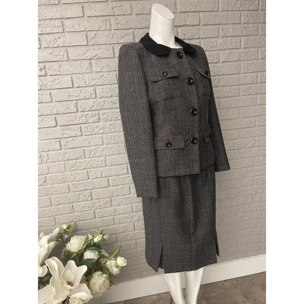 Le Suit Petite Women Gray Professional 2 Pcs Skirt Suit Set Size 6P